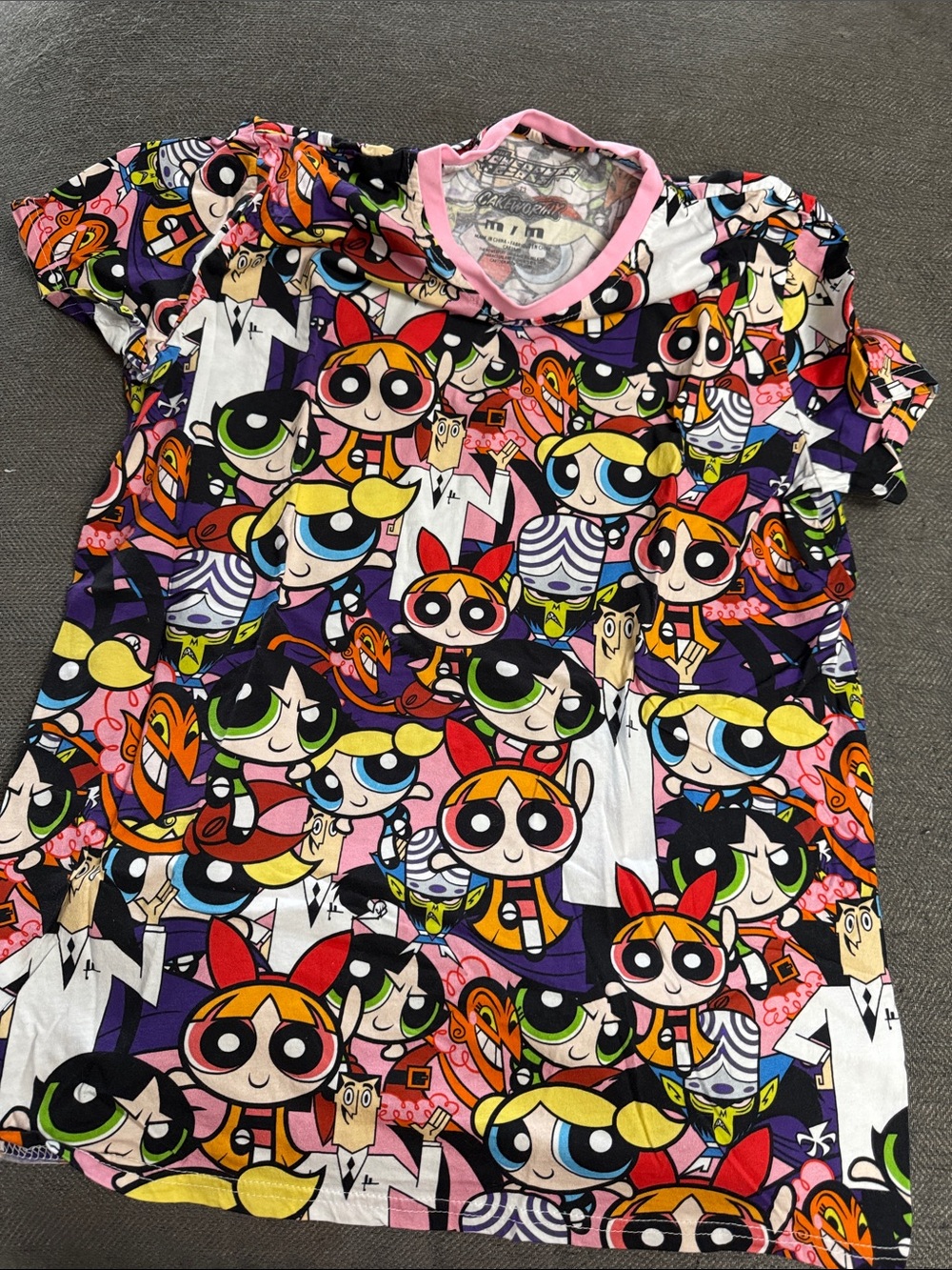 Multicolor Powerpuff Girls Graphic Tee - Pink Trim